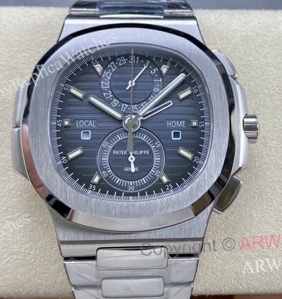 SPP Factory Clone Patek Philippe 5990 Nautilus Travel Time Blue Face Watch